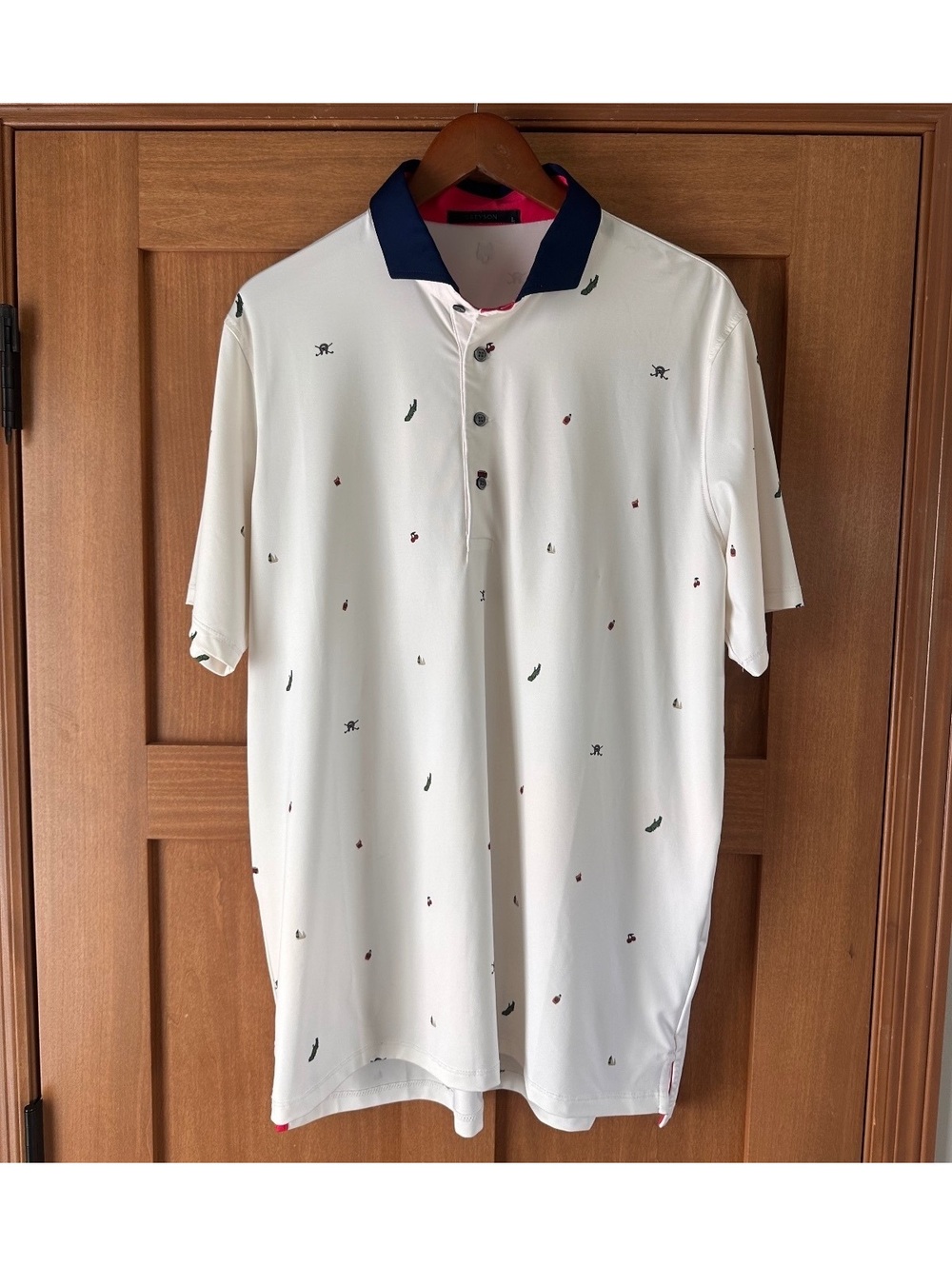 Greyson Icon Golf Polo in White w/ Print Men’s size Large